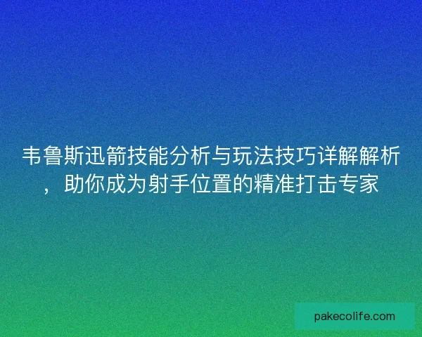 韦鲁斯迅箭技能分析与玩法技巧详解解析，助你成为射手位置的精准打击专家
