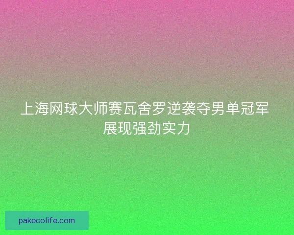 上海网球大师赛瓦舍罗逆袭夺男单冠军 展现强劲实力