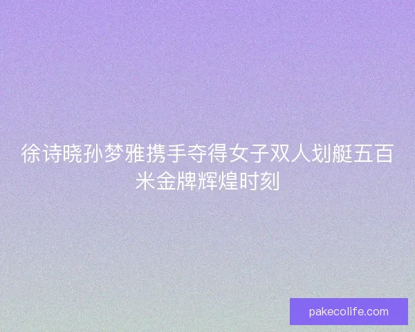 徐诗晓孙梦雅携手夺得女子双人划艇五百米金牌辉煌时刻