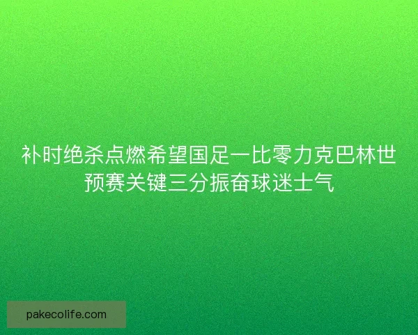 补时绝杀点燃希望国足一比零力克巴林世预赛关键三分振奋球迷士气