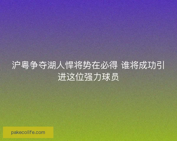 沪粤争夺湖人悍将势在必得 谁将成功引进这位强力球员