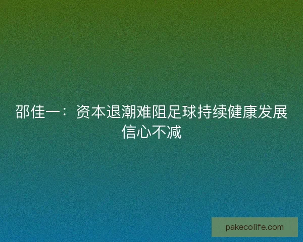 邵佳一：资本退潮难阻足球持续健康发展信心不减