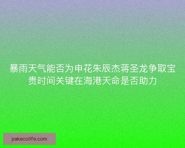 暴雨天气能否为申花朱辰杰蒋圣龙争取宝贵时间关键在海港天命是否助力