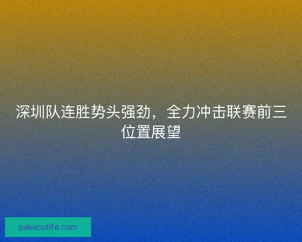 深圳队连胜势头强劲，全力冲击联赛前三位置展望